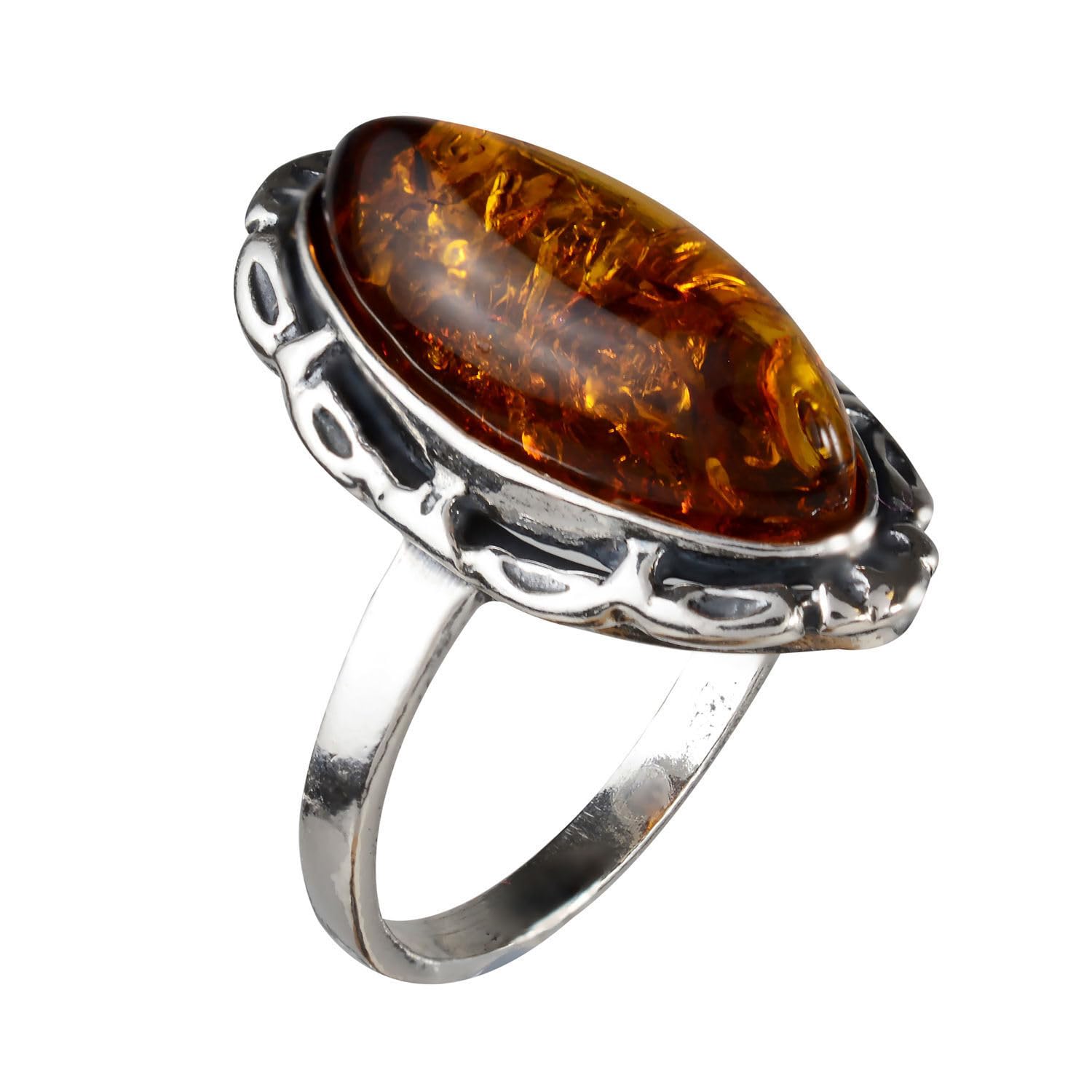 Holiday Gift Shops Sterling Silver and Baltic Honey Amber Ring Devee