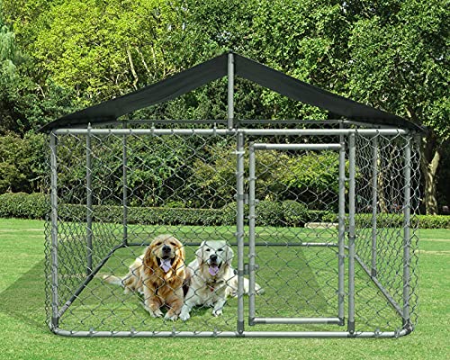 Kullavik Dog Kennel Outdoor with Heavy Duty Galvanized Chain Link Dog Cage Chicken Coop Hen House, UV & Water Resistant…