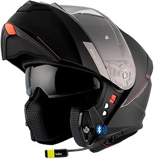 MT Genesis SV Negro Mate Twiins HF3 Bluetooth-Intercom Integrado - Casco de Moto Modular con Visor Solar - Homologado ECE 22.06