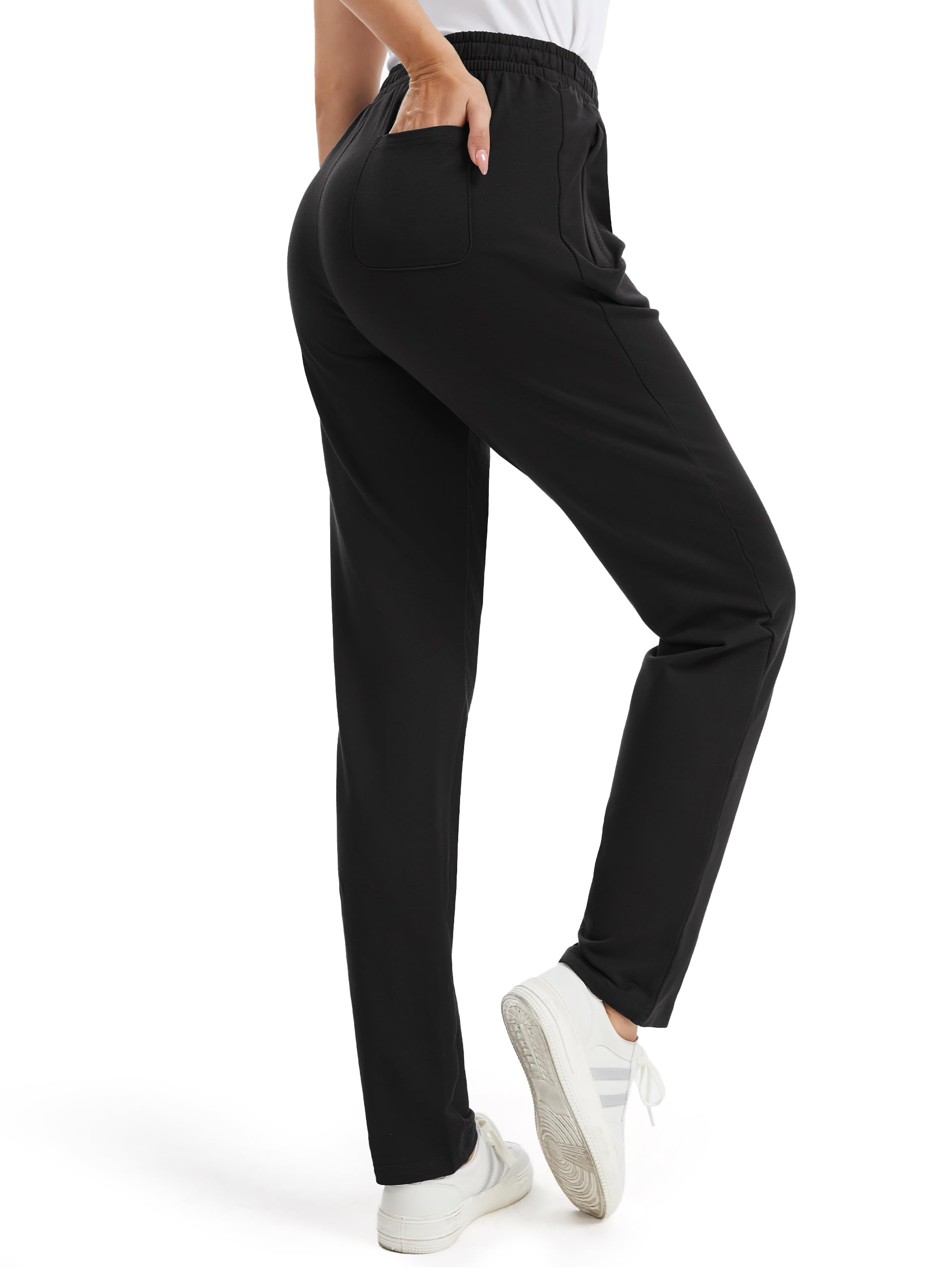 Tapata Damen 66/71cm Jogginghose Lässige Baumwolle Sporthose Geradem Bein Trainingshose Gummizug Yogahose Schlupfhose mit Taschen