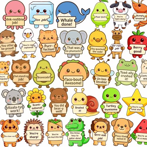 800PCS Teacher Stickers for Kids Classroom by Puraesla - Motivational Affirmation Sticker Gift, Emotional Support Rewards for Schools, Positive Animal...