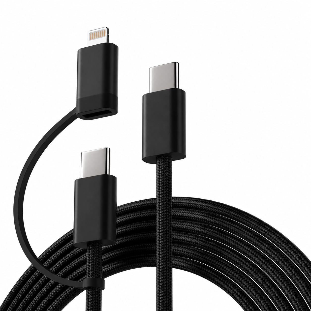 AILKIN 60W 2-in-1 USB C to Lightning & Type C Charging Cable, MFi Certified Fast PD Charger Cord for iPhone 16/16e/16 Plus/16 Pro Max, 15/14/13/12/11 Series, iPad, AirPods, USB-C Devices-image-28