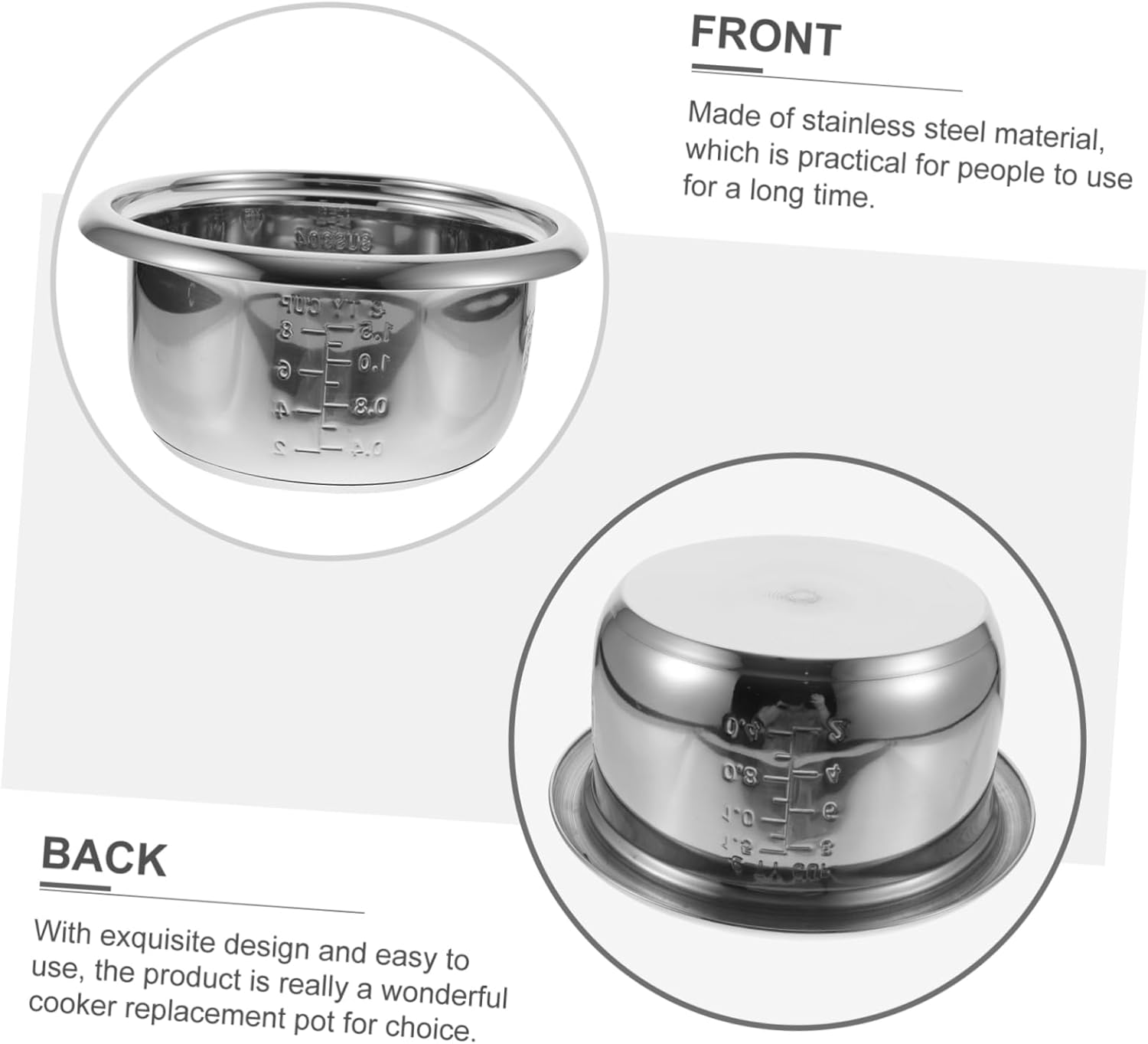 Hemoton Rice Cooker Inner Pot Non Stick Stainless Steel Rice Cooker Liner Cooking Container Insert Maker Accessories for Maker Cooker