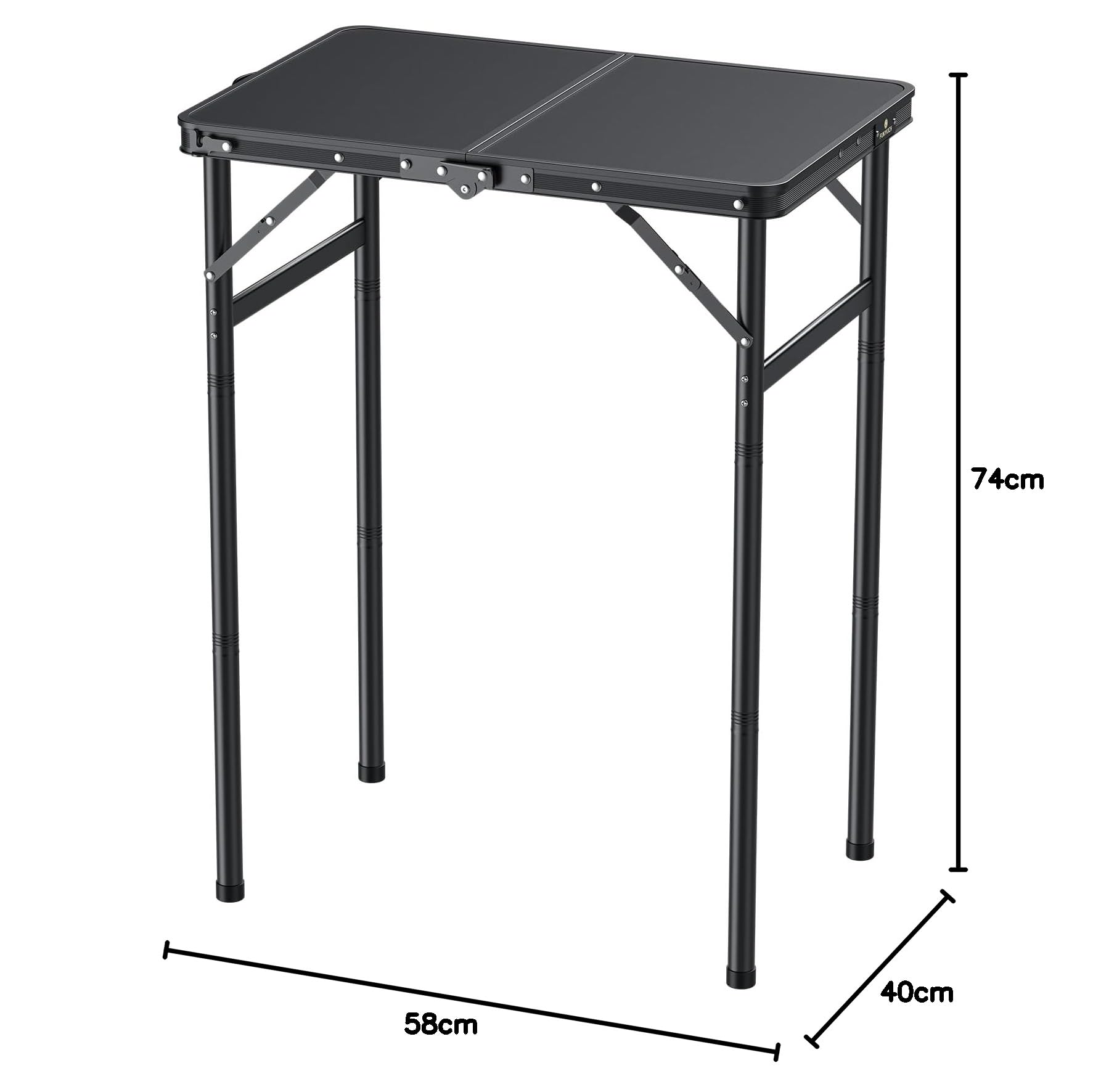 FUNYKICH Mesa Plegable Camping con Rosca 60x40cm 3 Alturas Ajustables (27/51/75cm), Mesa Plegable Portátil Aluminio, Panel de MDF, Ligera y Duradera,Bolsa de Almacenamiento, para Camping,Pesca,Hogar