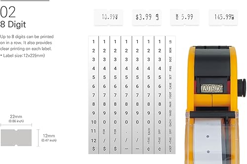 Miniatura 3 de JayCo Pro - Kit de pistola de precio de 1 línea de 8 dígitos, incluye 6,500 etiquetas blancas en blanco y 1 tinta precargada con 1 repuesto de