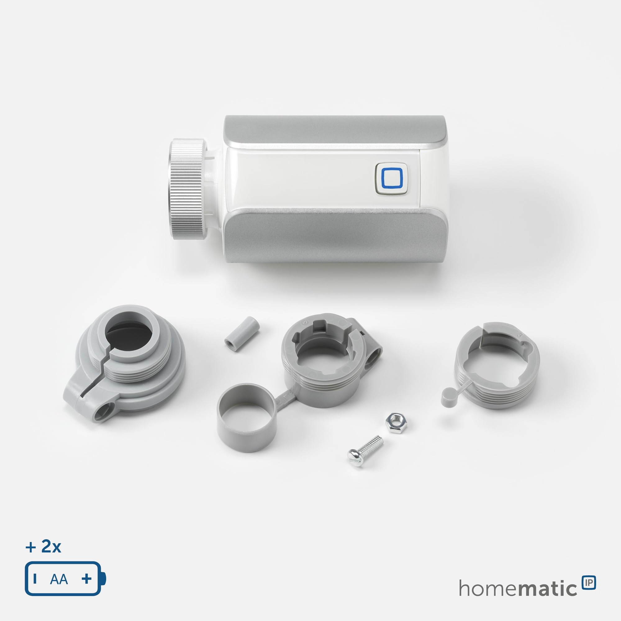 Homematic IP Smart Home Starter Set mit Access Point 2 + 2X Heizkörperthermostat – Evo, Silber, digitaler Thermostat Heizung, Steuerung per App, Alexa, Google Assistant, Energie sparen