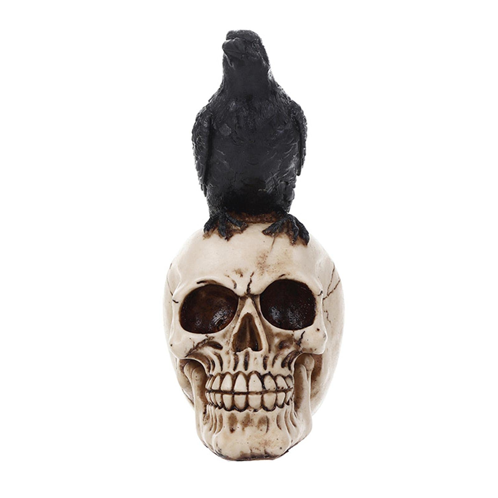 Pendentif Crâne De Corbeau En Résine – Statue Halloween Gothique, Décoration Murale Suspendue Squelette Oiseau