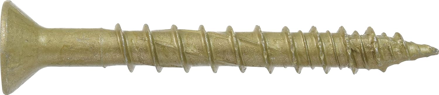 Power Pro Premium One Multi-Material Flat Head Screws, Epoxy Coated Steel, Fasten in Wood, Metal, Concrete, Drywall and Plastic, Bronze, ¼ x 2-¼ inches, Box of 46 Screws