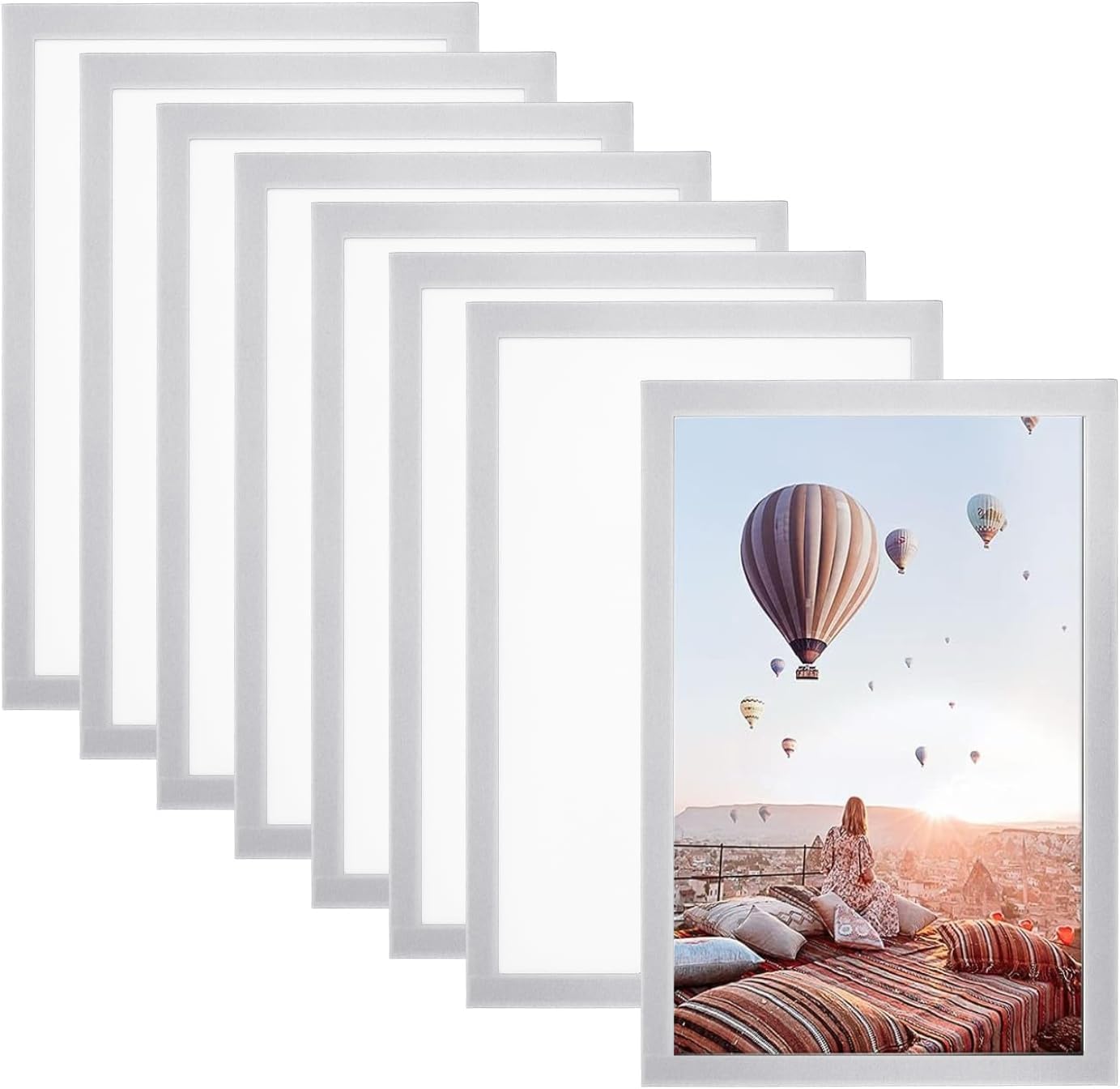 A4 Magnetic Photo Frames - 10Pack Magnetic Frames Sheet Document Paper Holder Picture Frame Backside with Self Adhesive Tape, Magnetic Poster Frames Display for Sign/Notice/Poster/Certificate (Silver)