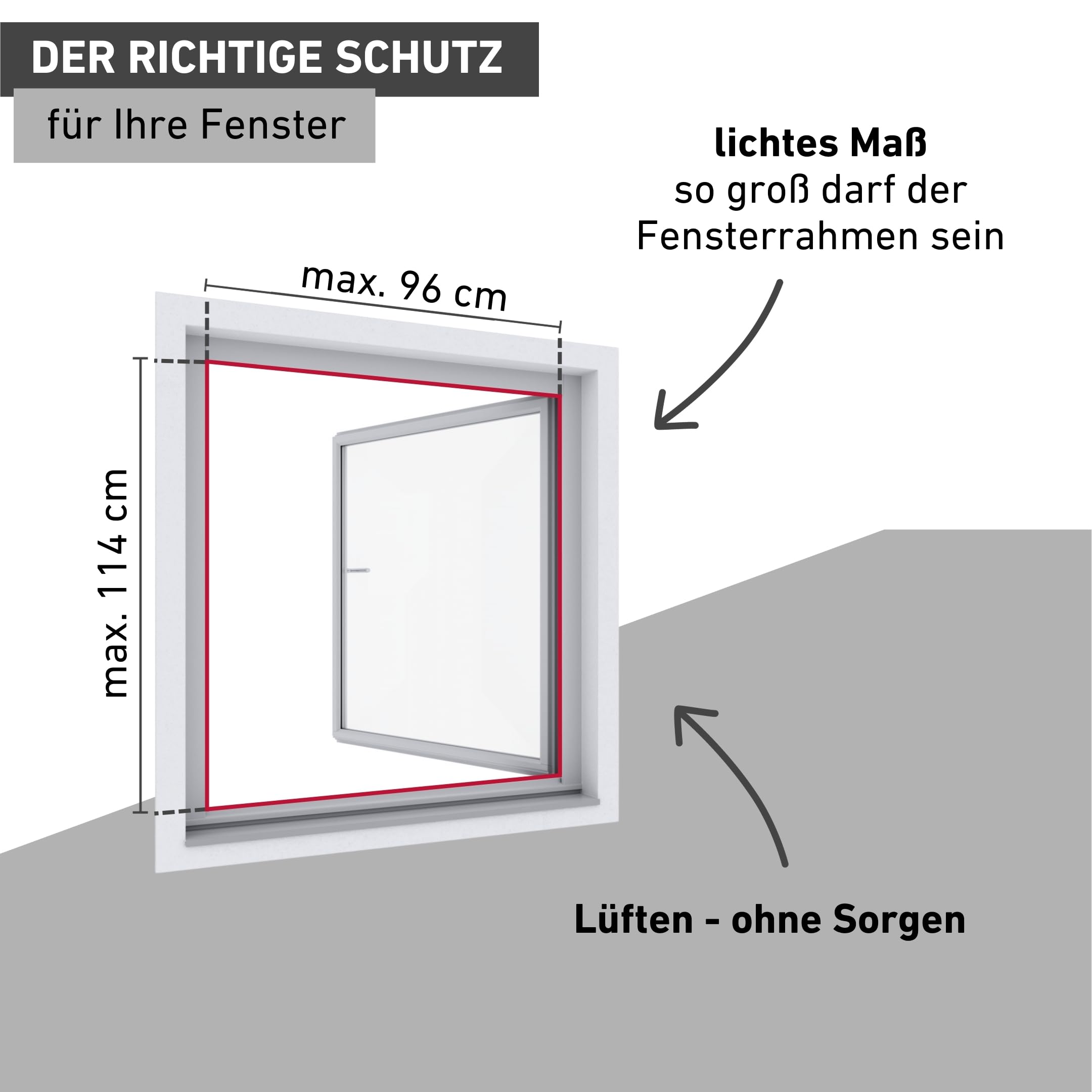 Windhager Insektenschutz Spannrahmenfenster Plus, Fliegengitter, Alurahmen für Fenster, individuell kürzbar, 100 x 120 cm weiß, 04326