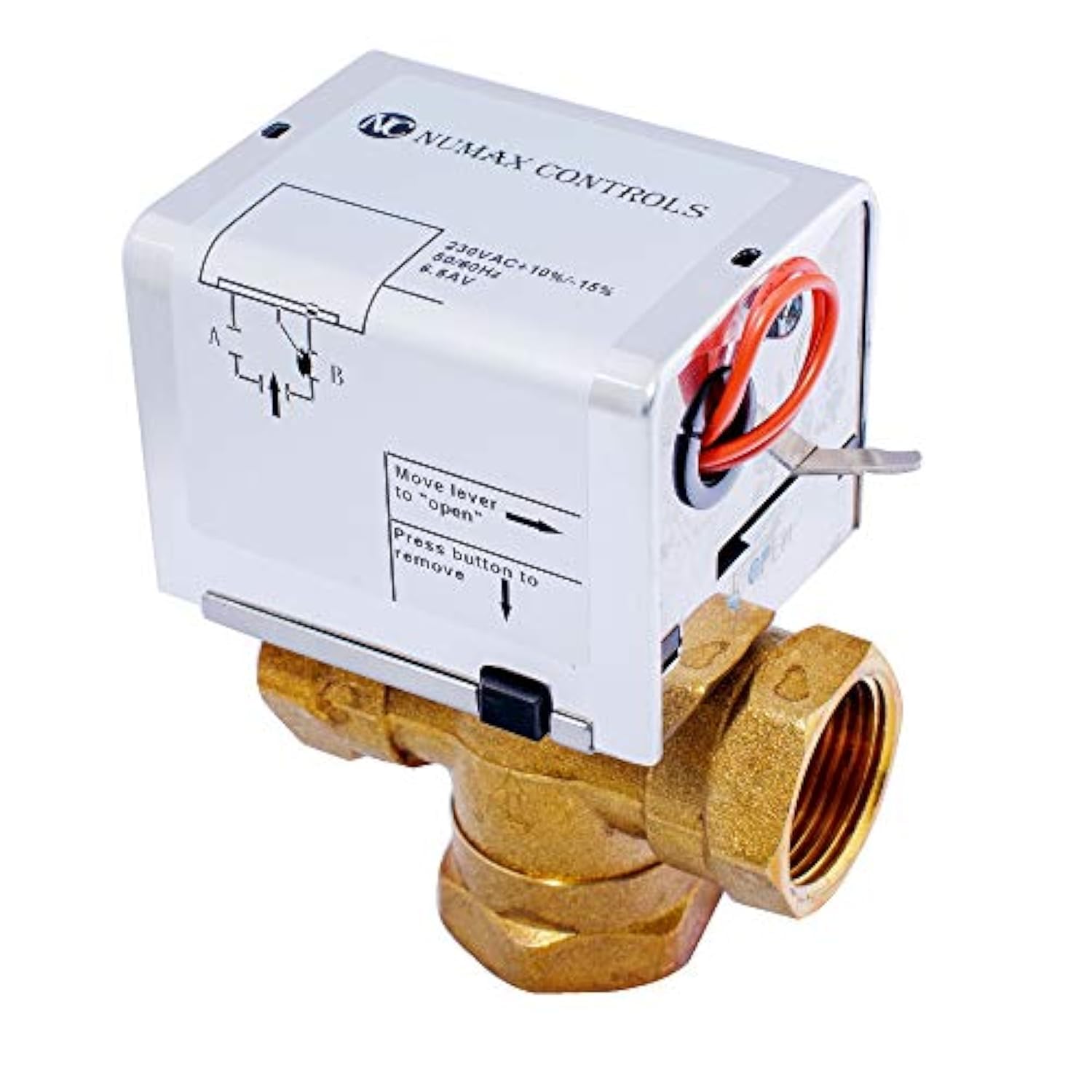 Royal Apex Numax HVAC Motorized Actuator with Valve for Chiller Water AC Systems AC230V 6.5W (3 Way 1/2")
