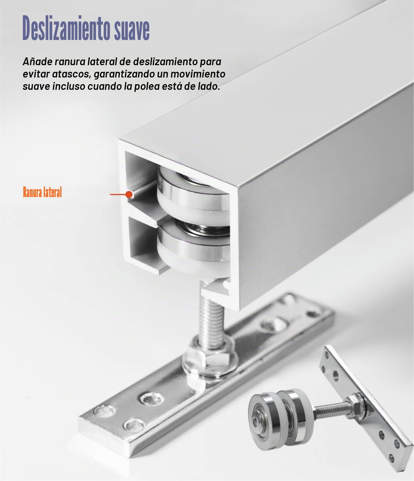 Kit de herrajes para puerta corredera de granero plegable, rieles montados en la parte superior para paneles deslizantes lisos, ideal para uso en armario de dormitorio