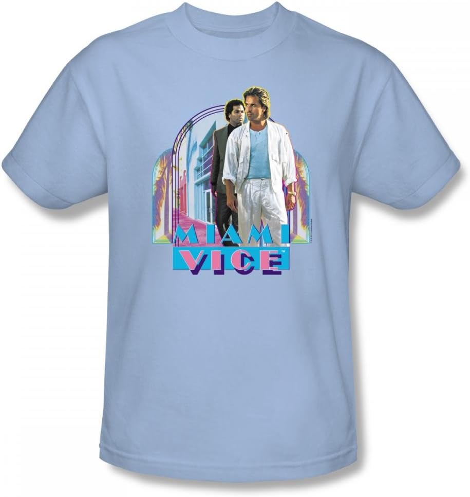 Miami Vice - Miami Heat Slim Fit Adult T-Shirt In Light Blue