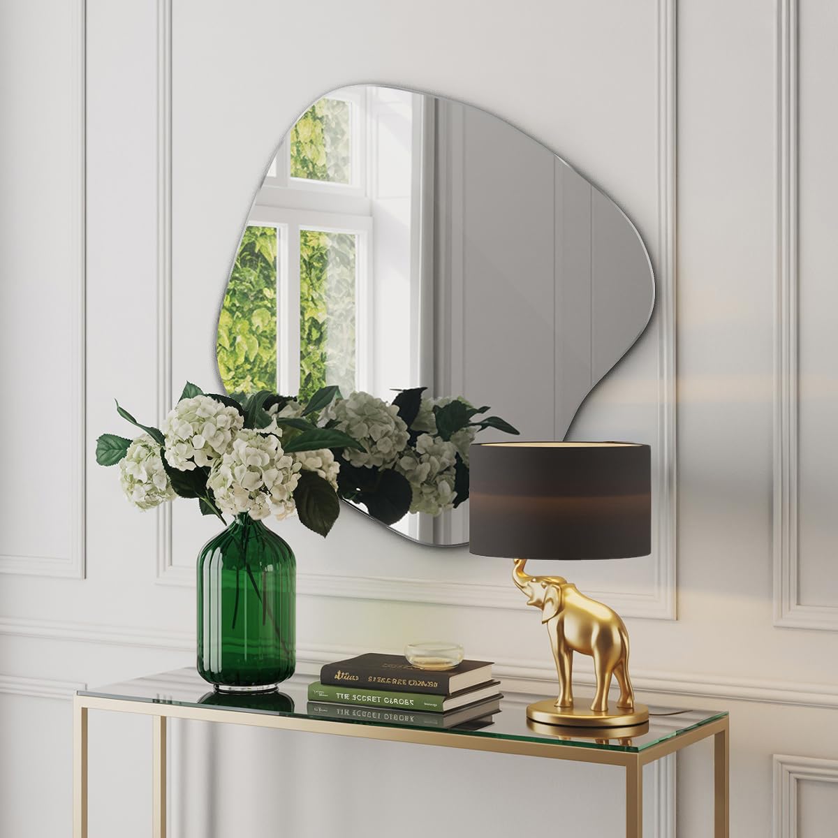 Tulup Specchio per Bagno 48,3x47,9 cm Senza Cornice Irregolareper Soggiorno Bagno Camera da Letto il Corridoio Stile Industriale Unico Design da Parete Asimmetrico Organico da Appendere