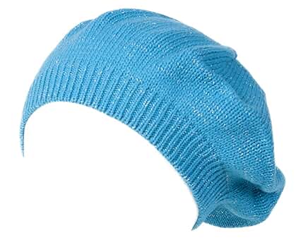帽子 GLITTER KNIT BERET Womens Cable Knit Glitter Sheen Beret (2 Pack), Turquoise at