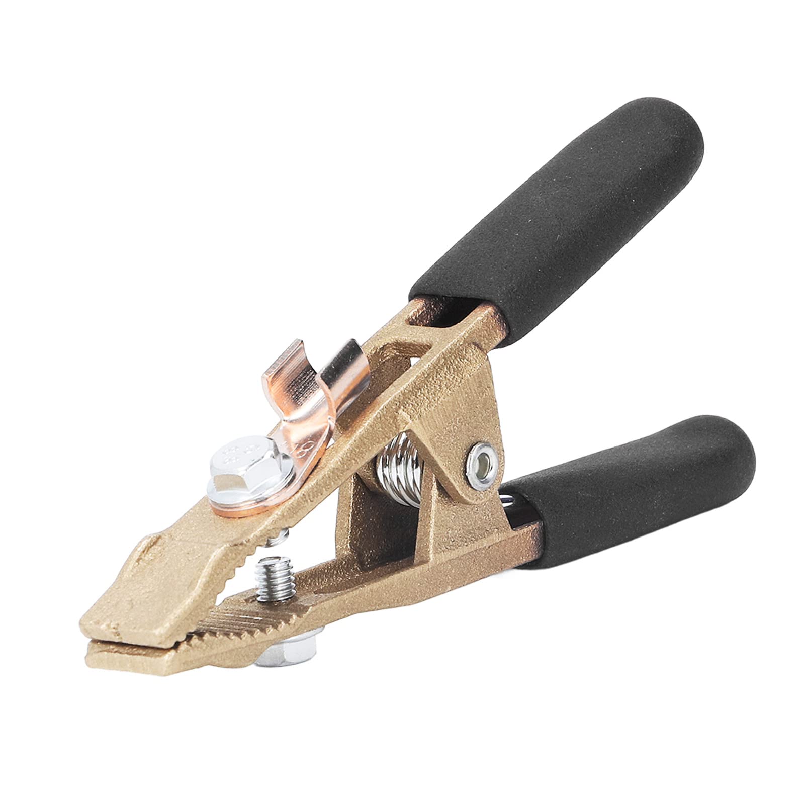 A Shape Ground Welding Earth Clamp Brass Grounding Work Clamp 260A Electric Argon Arc Welding Pliers Earth Wire Clamp (Black Cover)