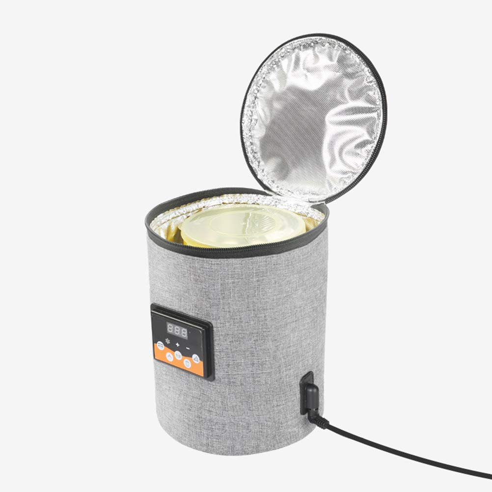 Bolsa de calefacción de leche para bebé, calentador de biberones de coche de 3,8 L, bolsa de calefacción de leche, bolsa de viaje para colgar alimentos, calentador de alimentos con pantalla LCD, Gray,