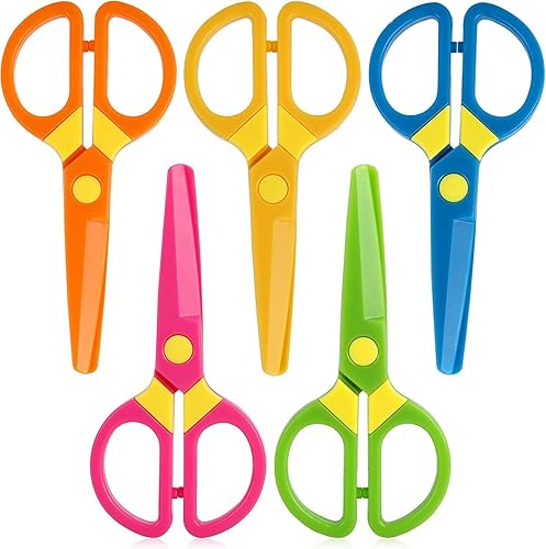 Koogel 5PCS Craft Scissors, Compact Safety Scissors for Scrapbooking, Card Making, Embroidery, Paper Cutting, Lightweight Blunt Tip, 5 Colors