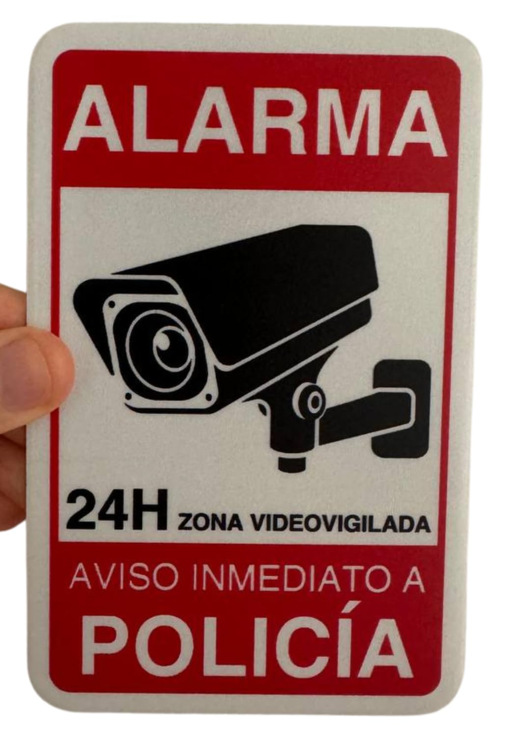 Cartel Videovigilancia - 9x14 cm - Reflectante - Fabricado Aluminio - Grosor 0.6 mm - Cartel Zona Videovigilada - Entrada Vigilada - Policia