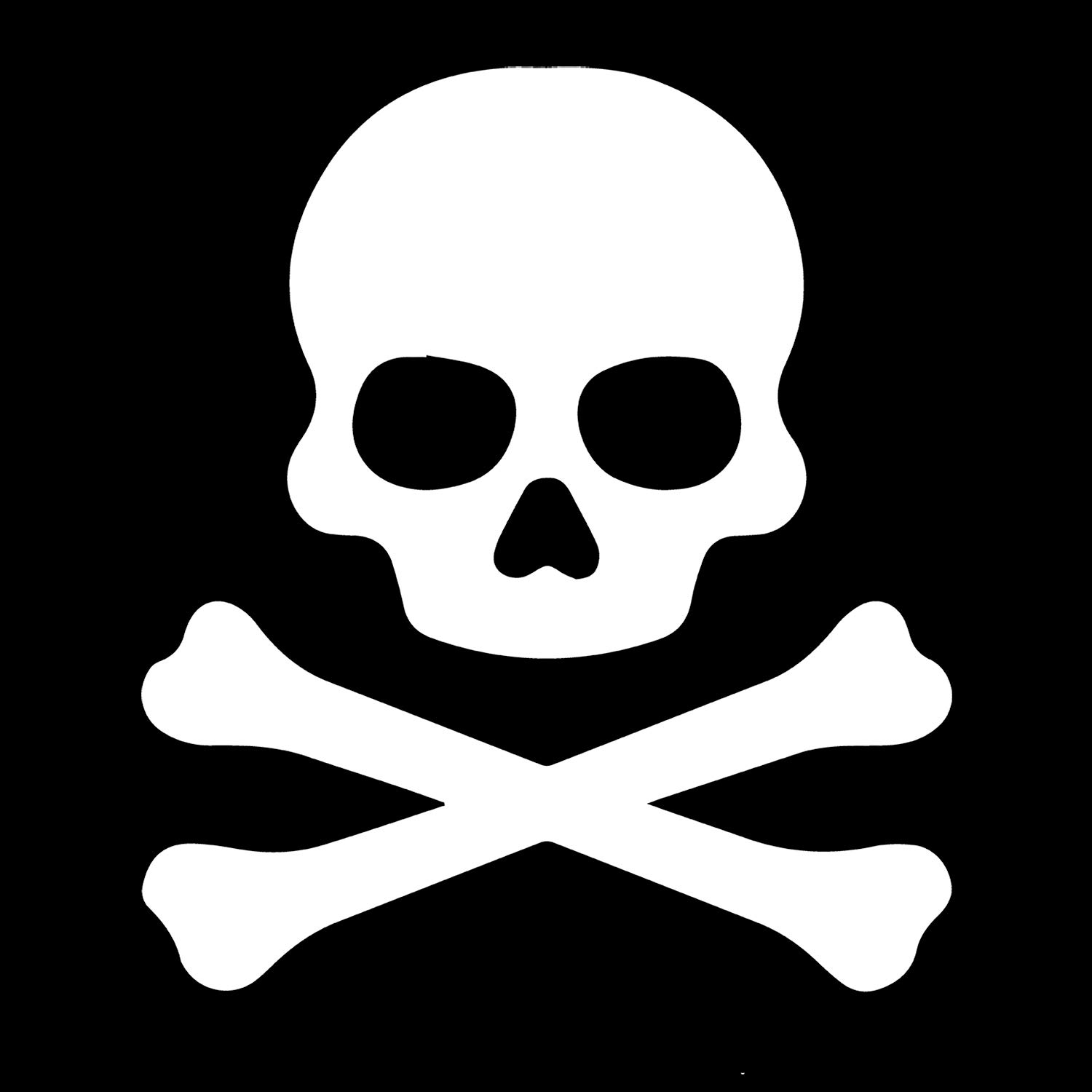 2 Pcs - Transparent Decal Stickers of Crossbones Death Skull Danger Poison (White) Premium Waterproof Vinyl Decal Stickers for Laptop Phone Accessory