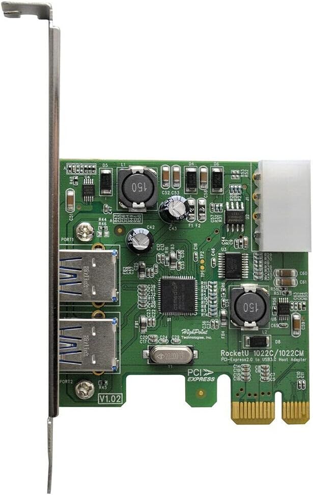 1 Pc of RU1022C IO Card 2Port USB3.0 5Gb/s RocketU 1022C PCI Express2.0