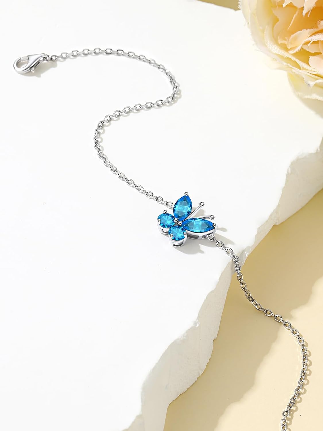 Custom4U Personalized Infinity Ankle Bracelets for Women 925 Sterling Silver Anklet Bracelet Endless Love Symbol Birthstone Charm Adjustable Foot Chain Jewelry Mothers Day Gifts for Mom Wife Women Her - Image 8