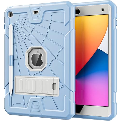 SIBEITU Case Compatible with iPad 9th Generation for Kids, with Pencil Holder Stand, Heavy Duty Rugged Case for iPad 10.2 inch