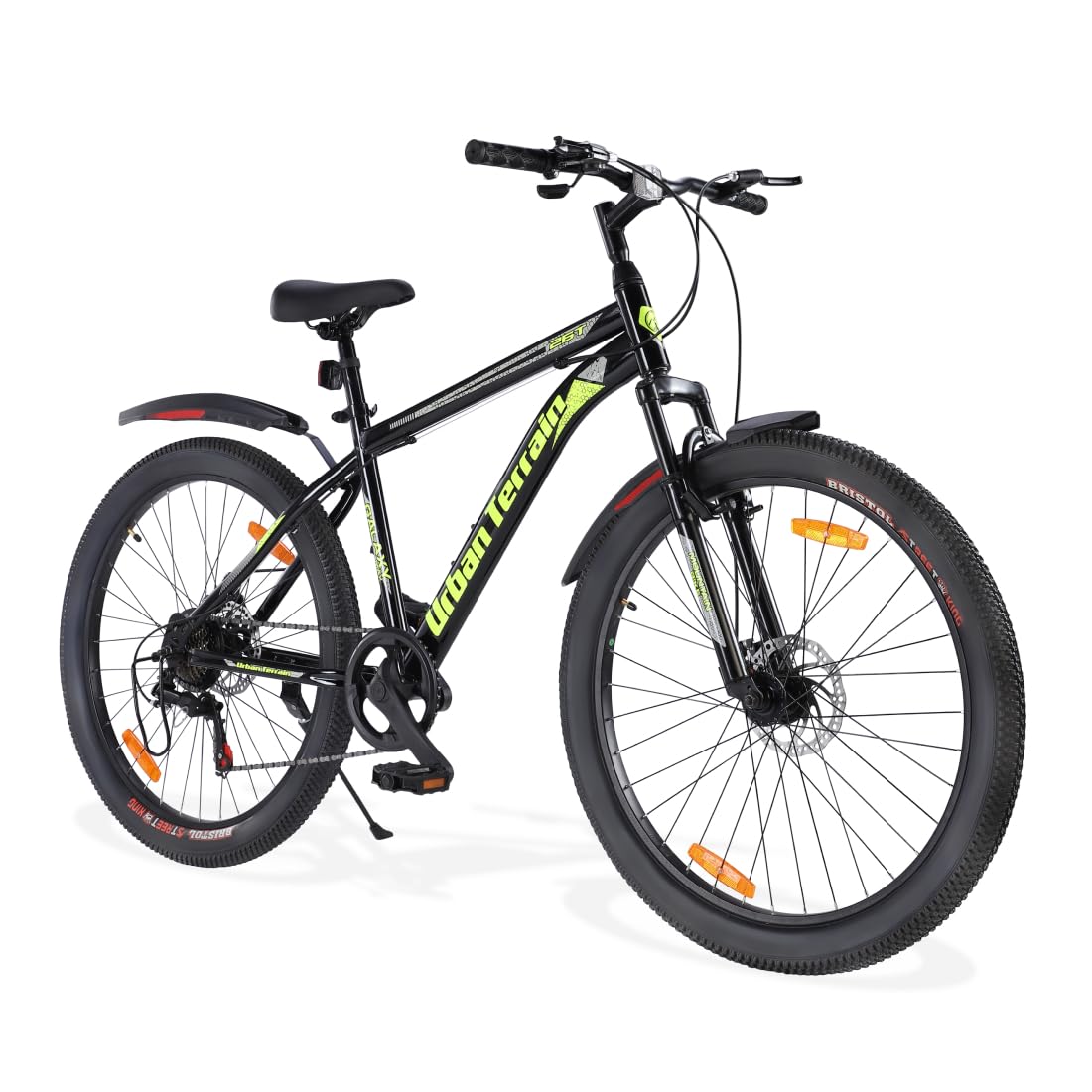 Urban Terrain Galaxy Max 26 inch Steel Geared High Performance Mountain Cycles for Men with Front Suspension & Disc Brakes | Ideal for 13+ Years,Unisex, Frame Size : 17 inch (7 Speed, Green)