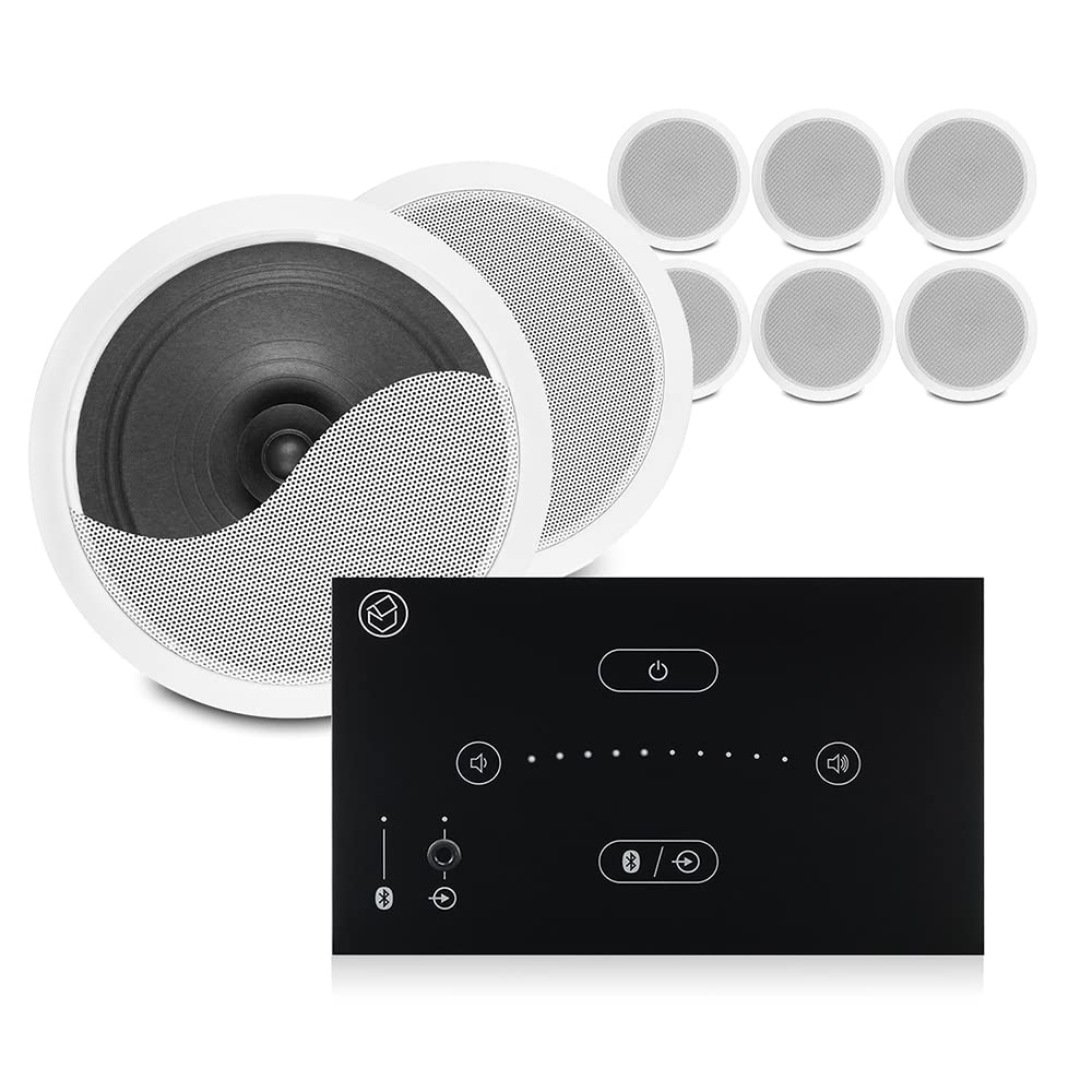 Power Dynamics Bluetooth Home Ceiling Speaker System with Systemline E50 Wall Amplifier and 8x 6.5 CSPS6