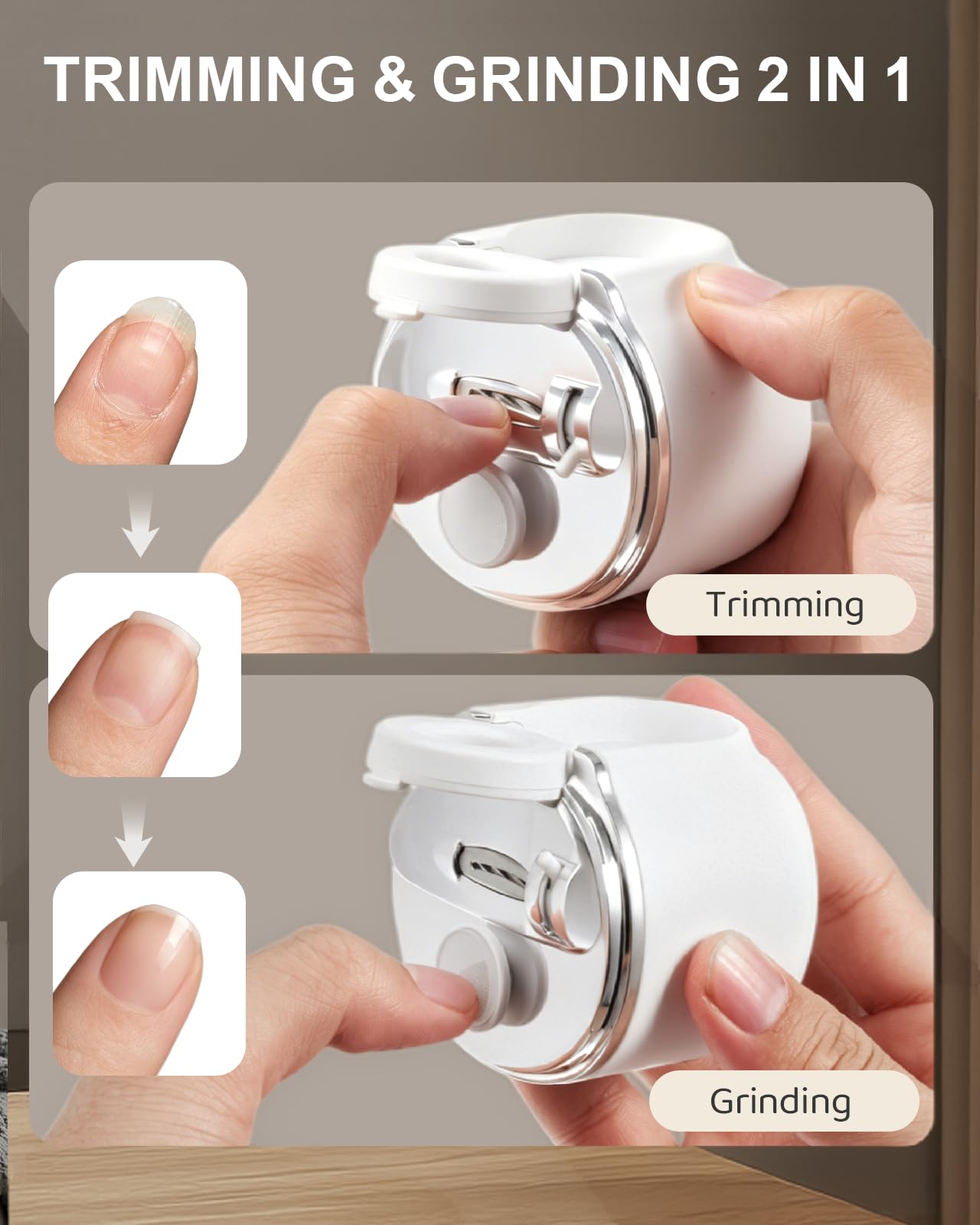 Lictin Set di tagliaunghie elettrico per neonati, anziani e adulti (Bianco) | inkl. schrägem Knipser,Multi-in-1 Nagelschneider Elektrisch mit Lupe, LED-Licht & Nagelschuppen-Auffangbehälter