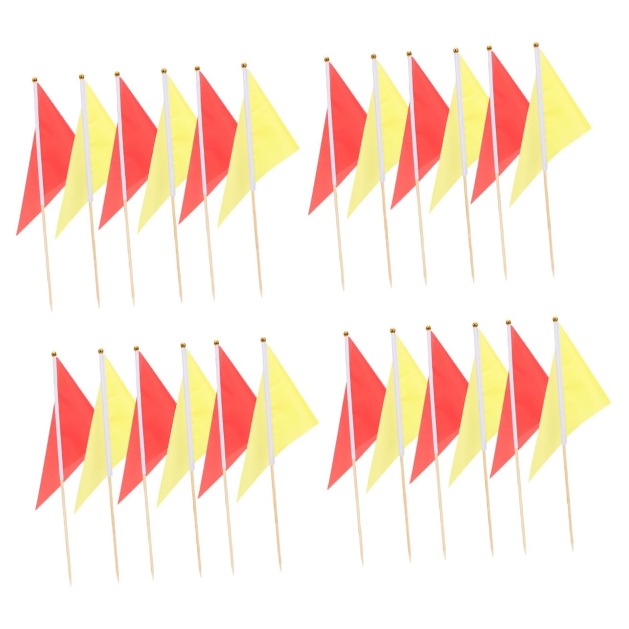Drapeaux de marquage jaunes triangulaires avec poteaux pour jardin et camping x24