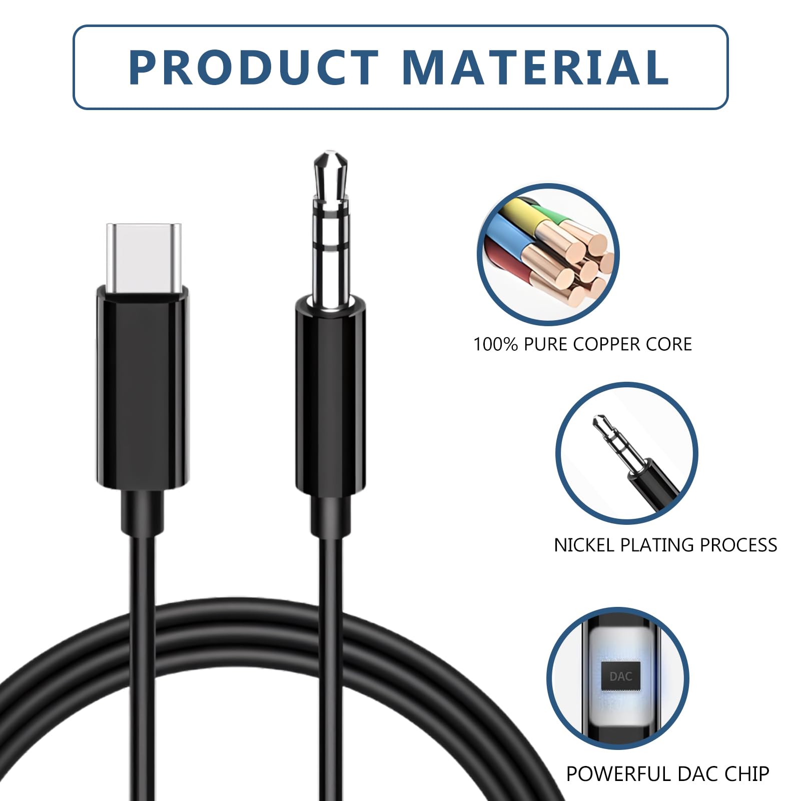 Aux auf USB C, USB C auf 3,5 mm Audio-AUX-Klinkenkabel, 1 m, AUX-Kabel für iPhone, Typ C auf AUX-Kopfhörer-Stecker, Auto-AUX-Kabel, kompatibel mit iPhone 15/15 Pro Max, Samsung Galaxy S23, S22, Note