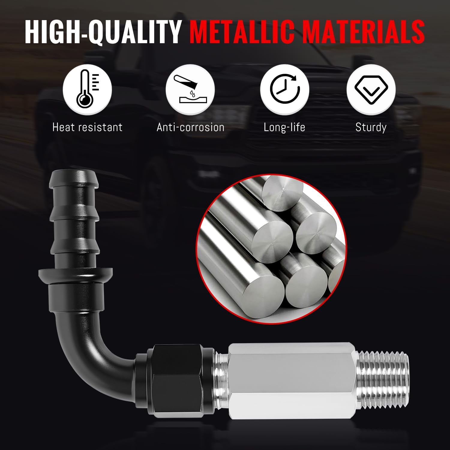 Top Heater Hose Connector fit for Dodge Ram 6.7L Cummins 2007.5-2024,10AN Push Lock Fitting,Upgraded heater hose fitting Replacement 52014739AG,55056711AC,55056966AA,68005253AA,Leak-Free Fit