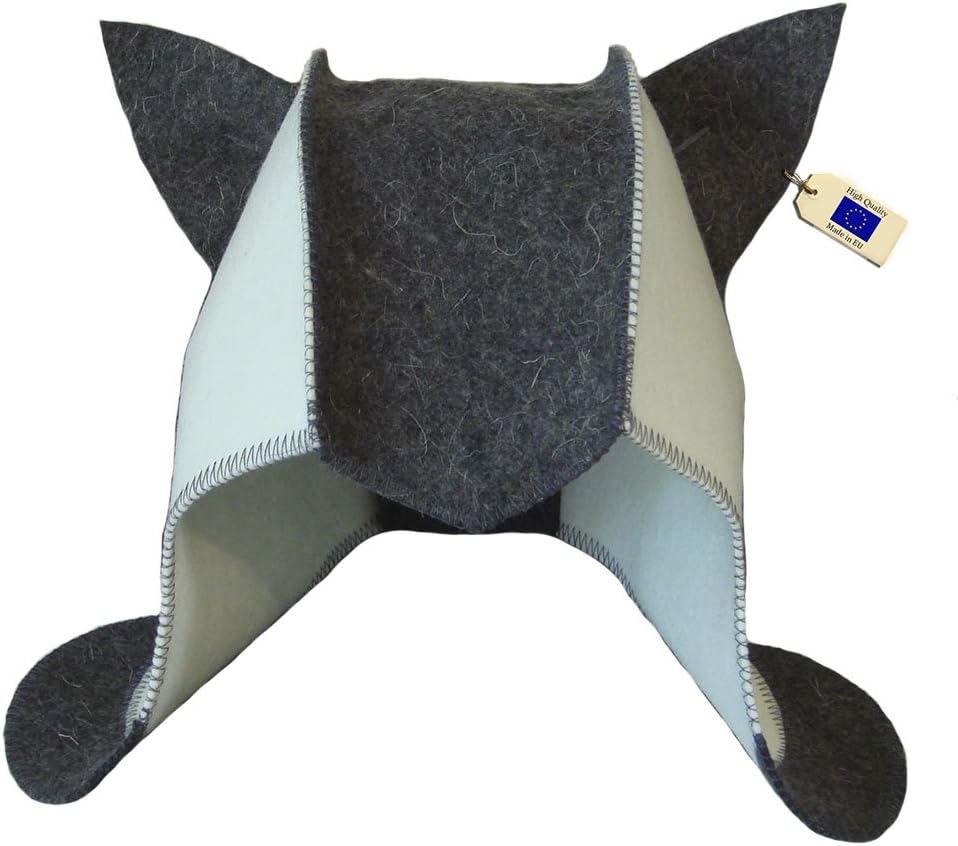 Sauna Hat Russian Banya Cap 100% Wool Felt Modern Lightweight Head Protection for Men and Women | Cat