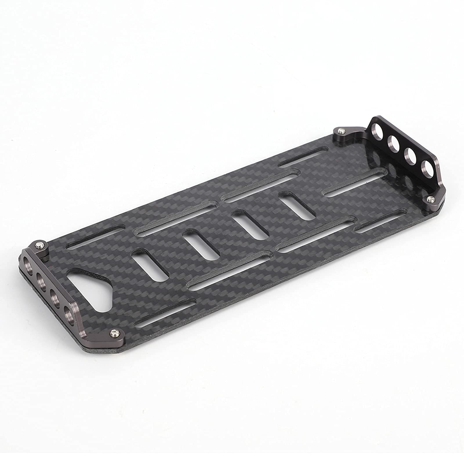 VGEBY1 Support de Batterie, Adaptateur de Plaque de Batterie en Fibre de Carbone à Dégagement Rapide pour Voiture sur Chenilles RC 1/10 RC avec Testeur d'Electricité