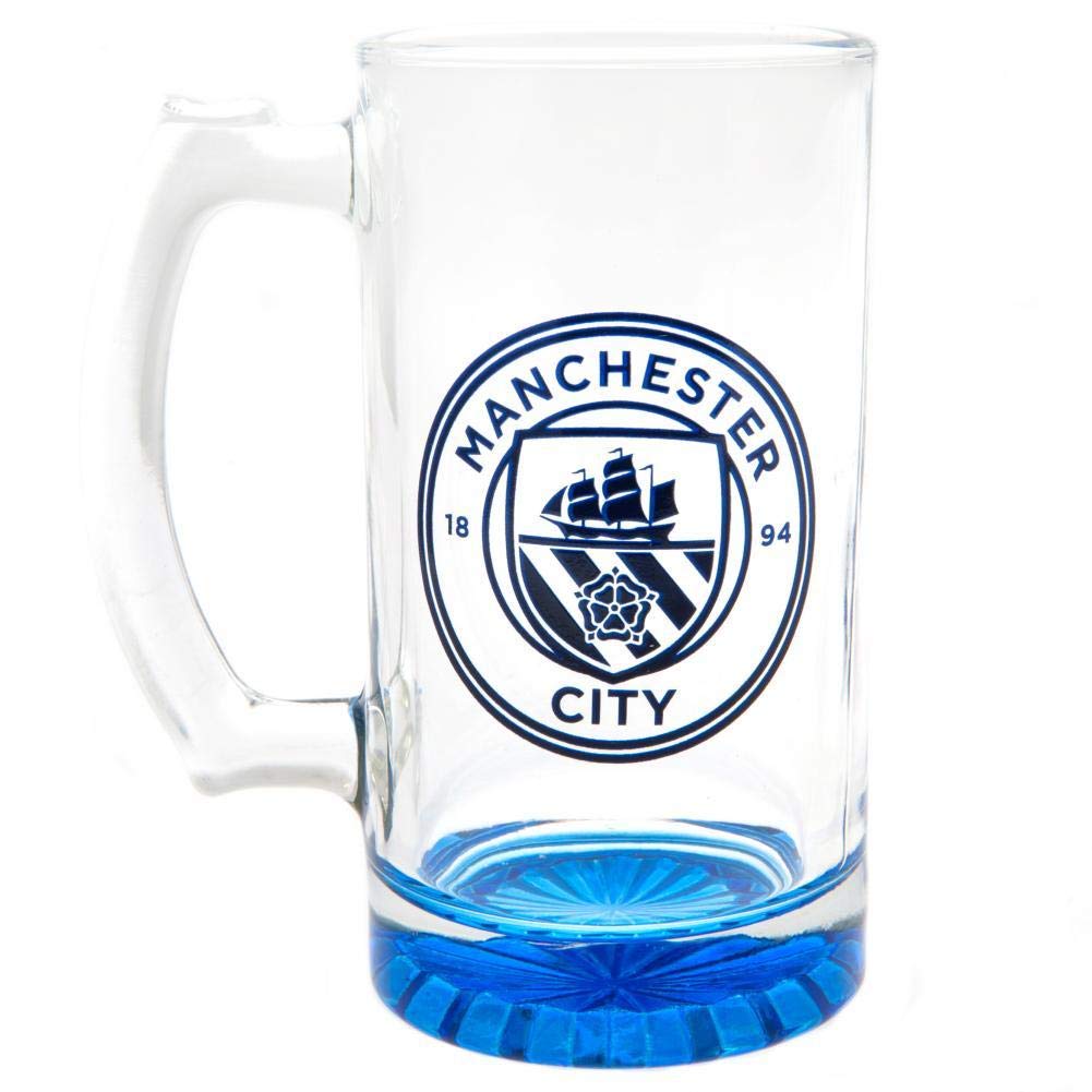Manchester City FC - Jarra de cerveza de cristal con el escudo del equipo