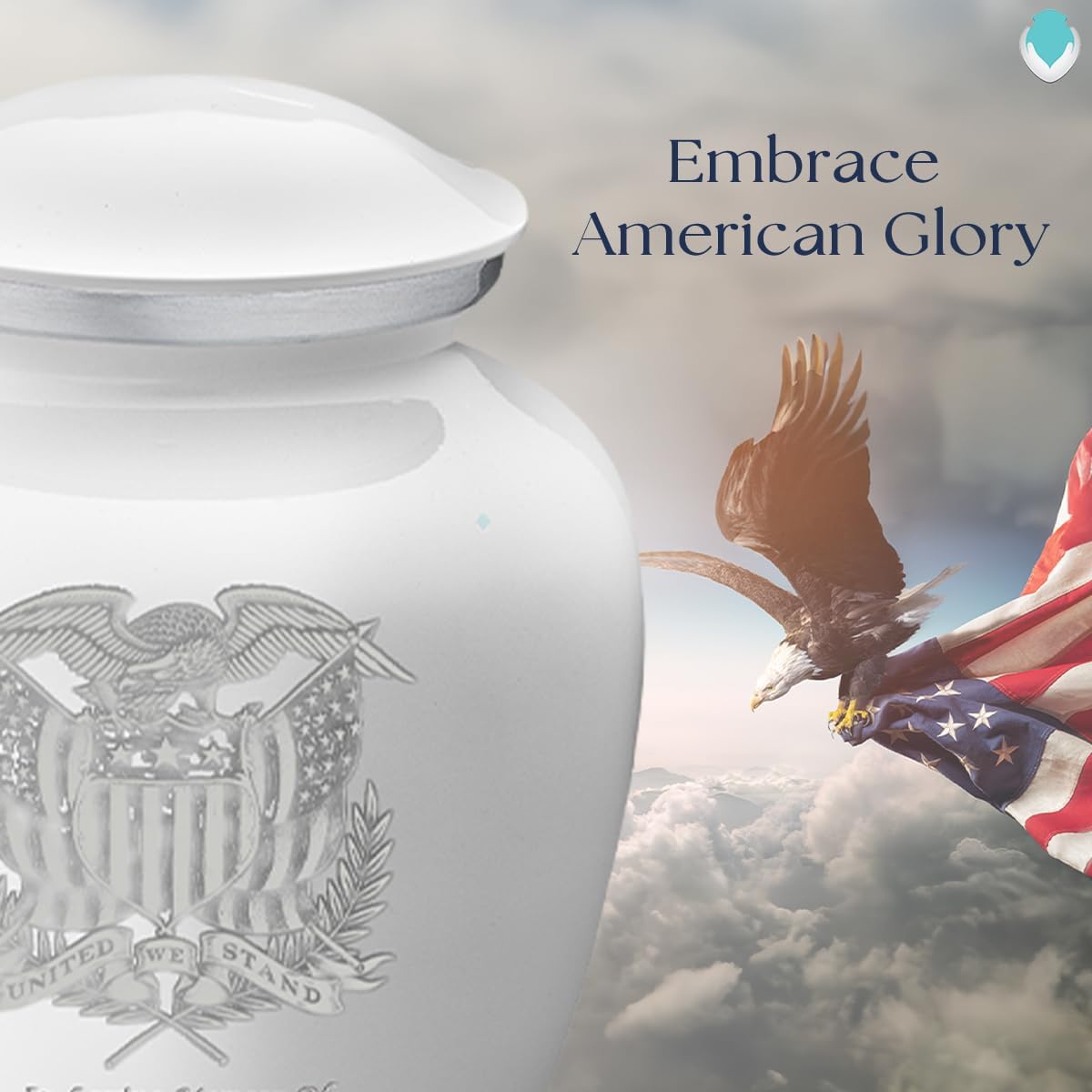 Geturns Embrace Small Personalized American Glory Cremation Urns for Human Ashes I White Funeral Urn for Men and Women I 44 lbs