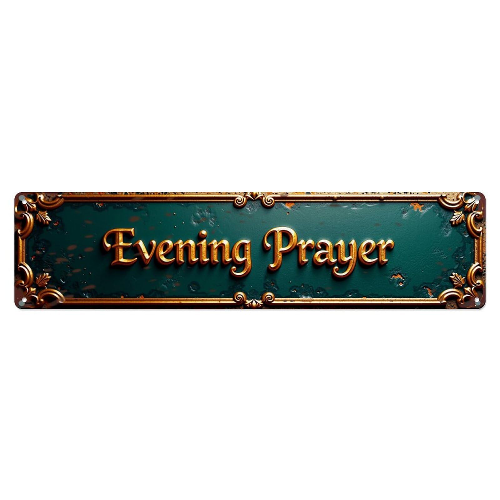 Jdyaojiesheng Vintage Evening Prayer Ornate Design Tin Sign Retro Metal Wall Decor Metal Poster, Home Bar Garage Farmhouse Cafe Wall Art Decoration 4X16inch