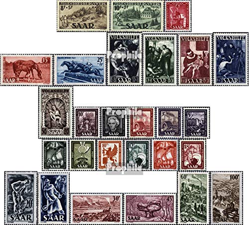 Sellos de Saarland de colección premium MNH serie de pinturas y albergues de 1949