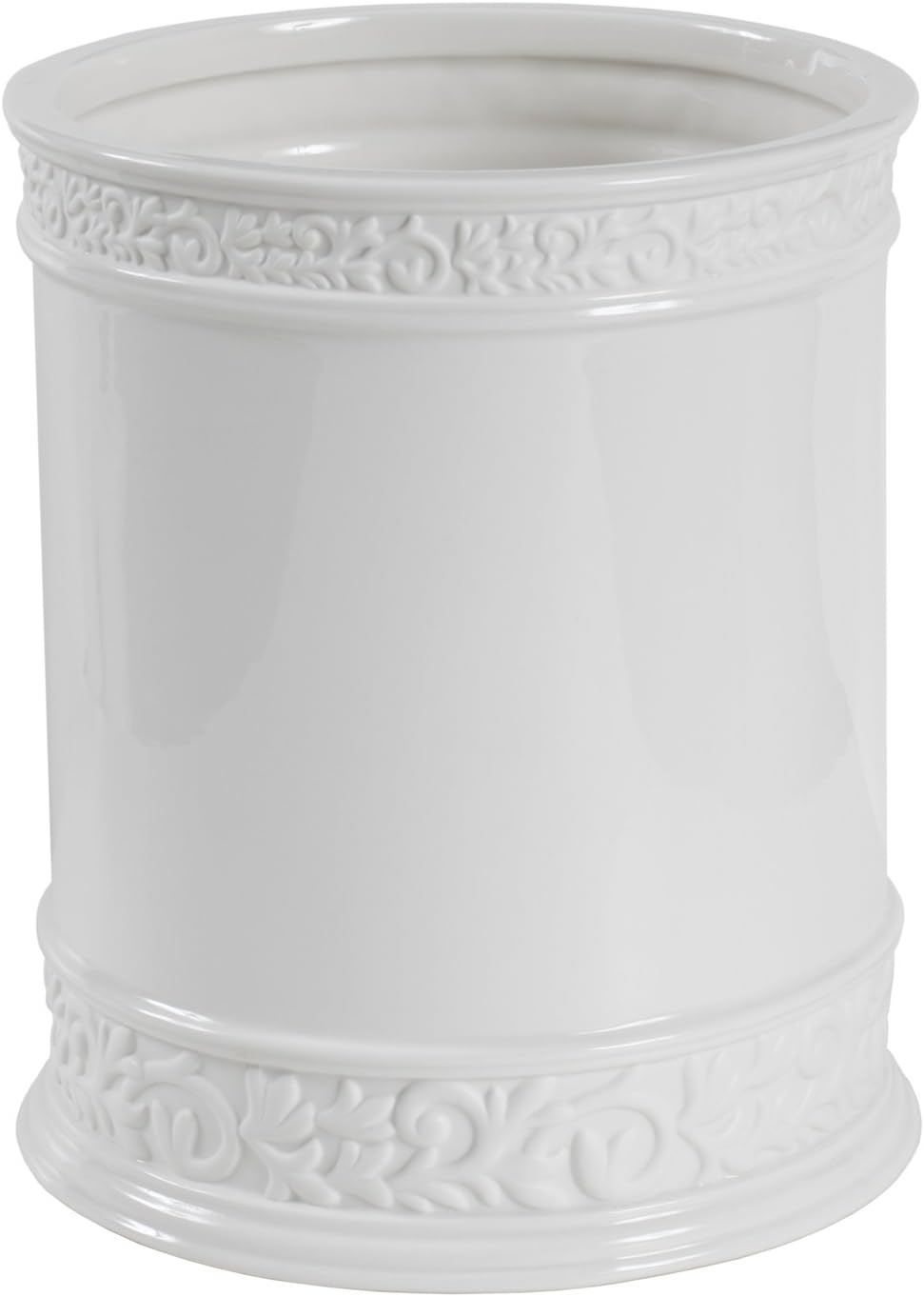 Creative Bath Products CMO54WH Cosmopolitan Waste Basket, White/Grey