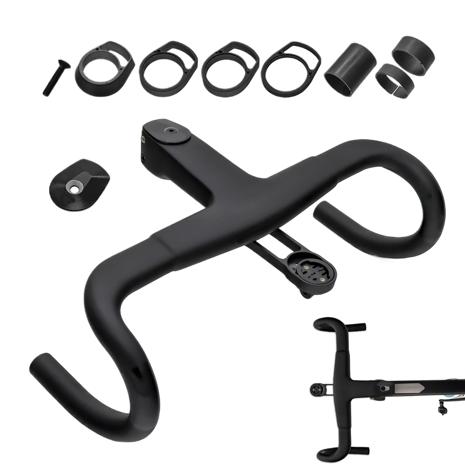 Vorbau integrierter Lenker Carbon Lenker Integriert | Ergonomische Schockabsorbierende Aluminiumlegierung Fahrradteile für Erwachsene Jugendliche Enthusiasten und