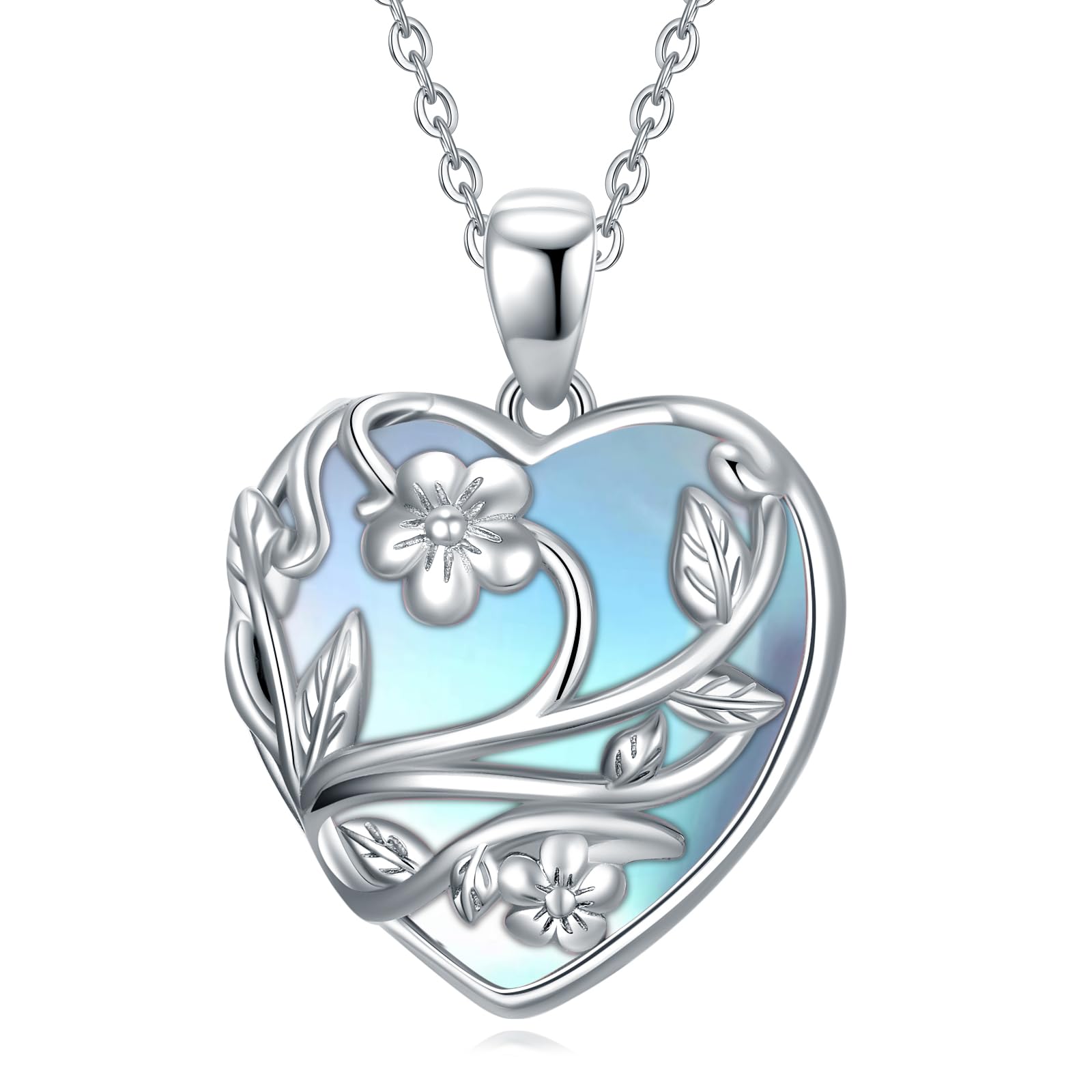 YFN Collana con pietra di luna, in argento Sterling, con ciondolo a forma di cuore, con pietra di luna, regalo per donne, adolescenti, ragazze, compleanno, Normal, Argento sterling, Nessuna pietra