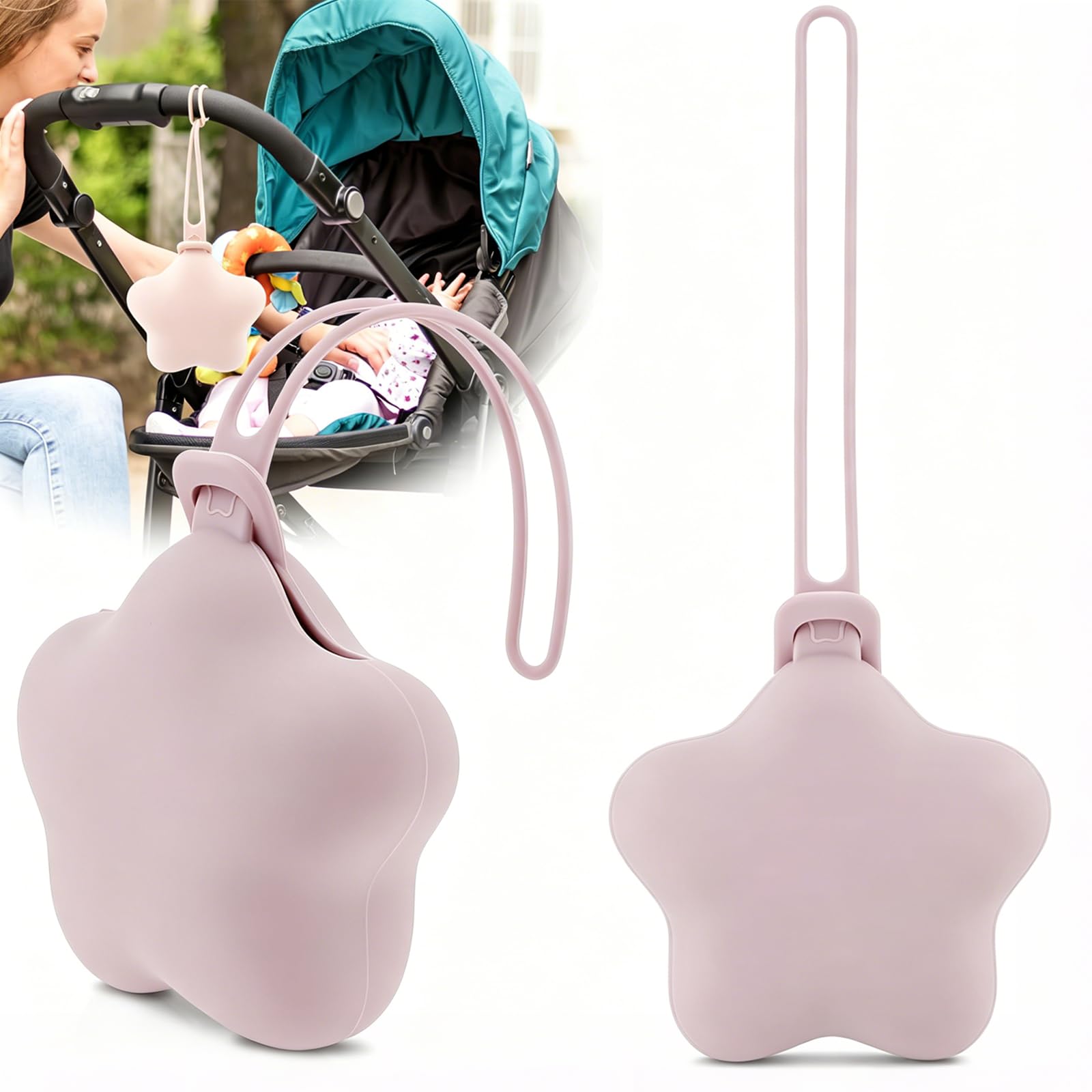 Pacifier Holder Chain for Baby, 2-Piece Pacifier Case Set in Purple, Convenient Storage Solution for Baby Essentials, Compact and Portable Design for On-the-Go Use-image-12