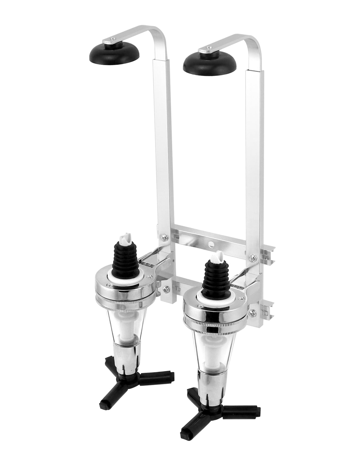 Dispensador de licor de pared de 2 botellas con boquilla giratoria, juego de vasos de aleación de aluminio resistente para bares y hogar, mezcla de válvulas giratorias, mejora la decoración, 7