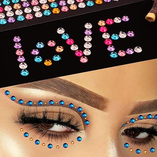 1556 Pcs Face Gems Self Adhesive Rhinestones for Makeup Eyes Pearl Rhinestones Jewels Stick On, Hair Gems Bling Gems Jewels Stickers for DIY(colorful)