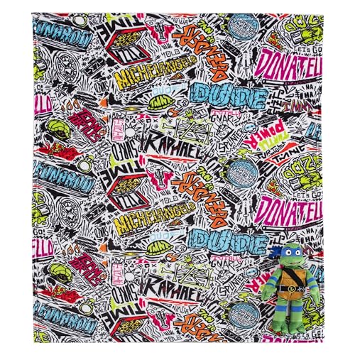 Northwest Teenage Mutant Ninja Turtles Character Hugger Pillow & Silk Touch Throw Blanket Set, 40" x 50", Sketched Out