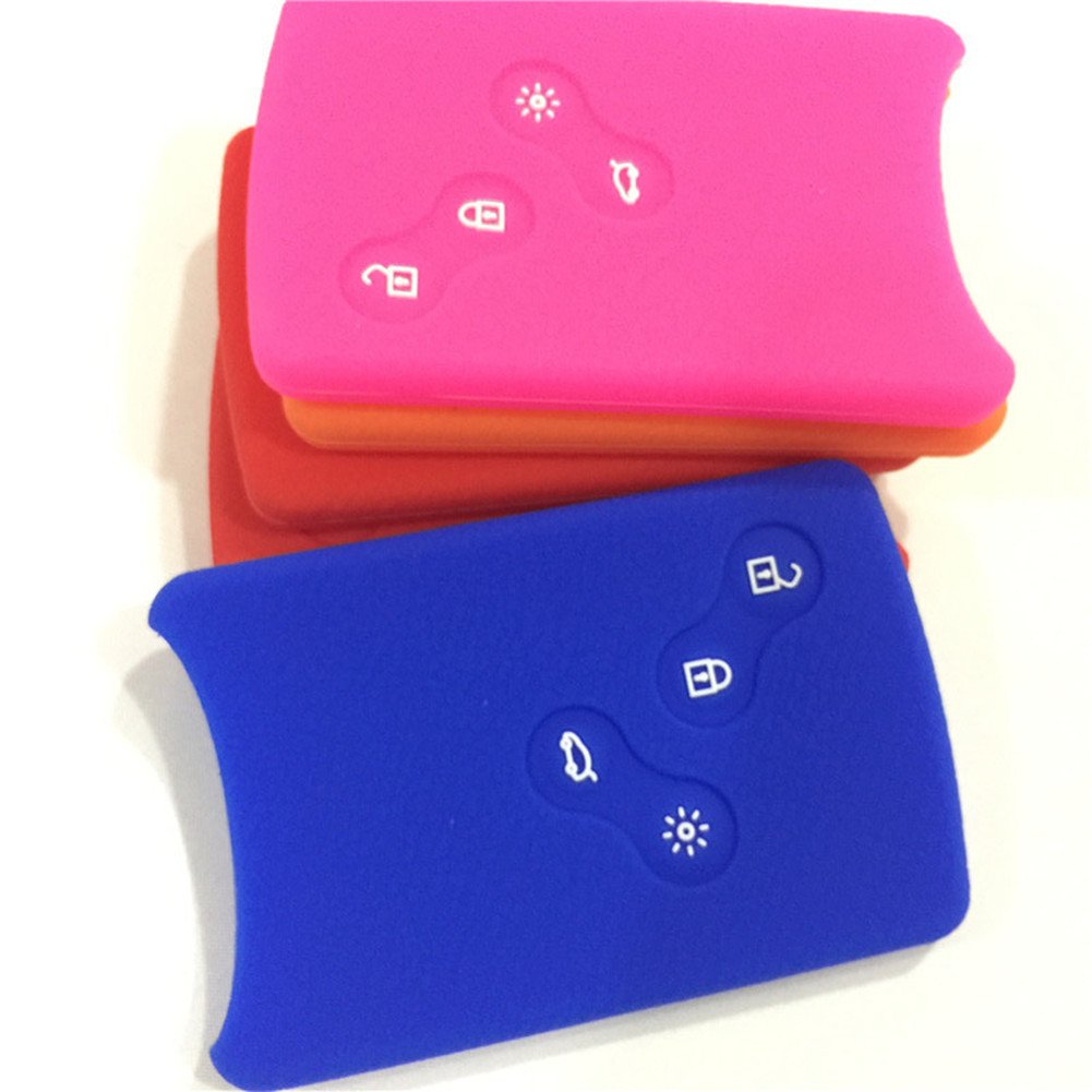 Happyit - Housse Silicone Pour Télécommande Renault (Clio, Scénic, Mégane, Etc.) - 4 Boutons - Protection Clé Anti-poussière - Noir - 10