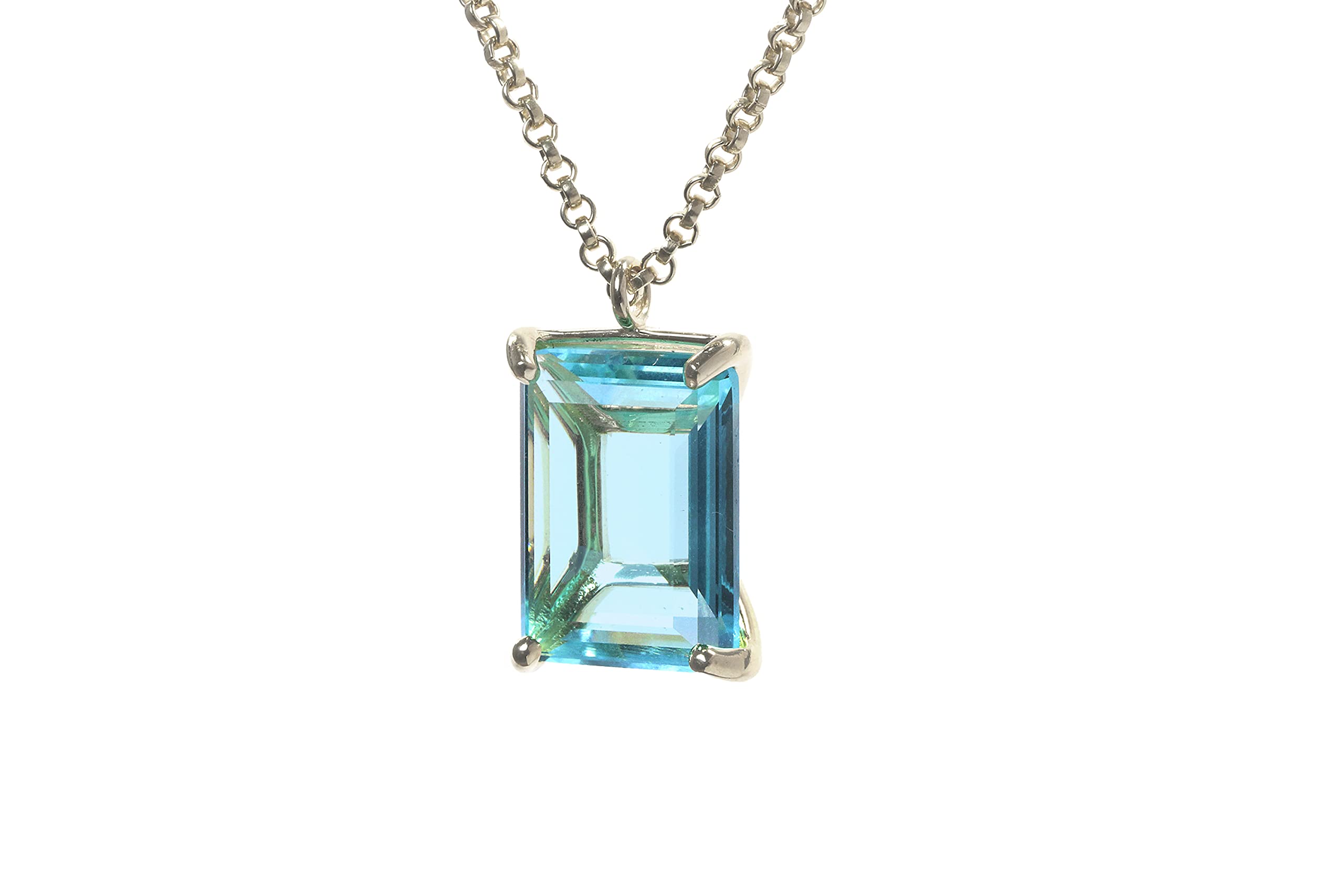 Anemone Rechteck Topas Halskette - Statement Edelstein Anhänger Rose Gold Halskette - Handgefertigter Edelstein Feiner Schmuck für Frauen - Geburtsstein Geschenk Halskette - mit Ausgefallen Box