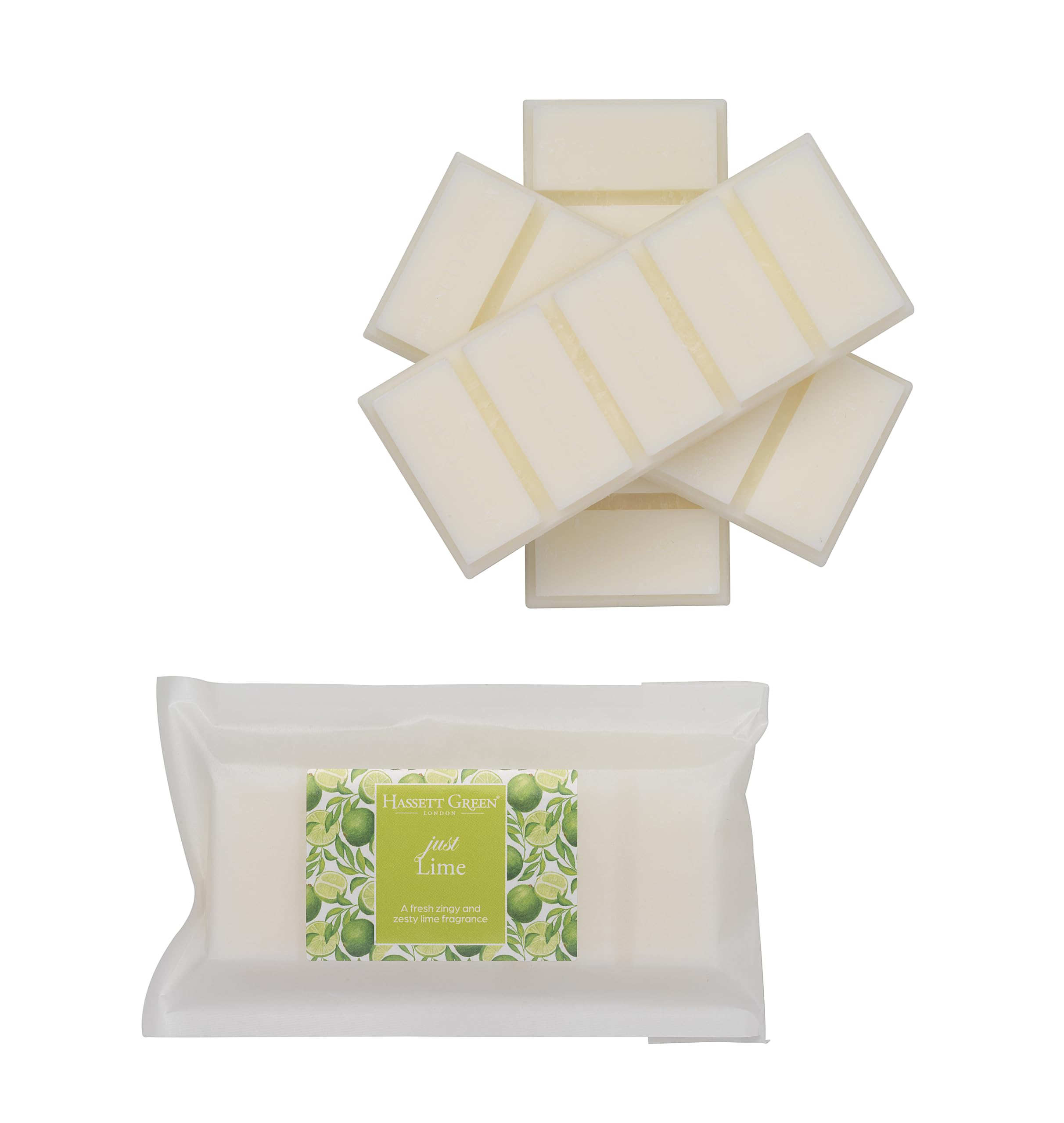 Hassett Green London - Just Lime Wax Melts, 3 x 55g Snap Bars - Soy-Free & Paraffin-Free, Handmade in the UK