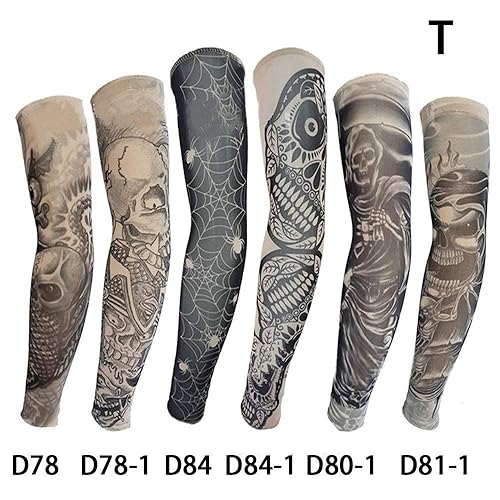 Miniatura 3 de Pinkiou Mangas de brazo falsas para tatuajes temporales al aire libre, cubierta protectora solar para el cuerpo, accesorios para brazos, 6 piezas de